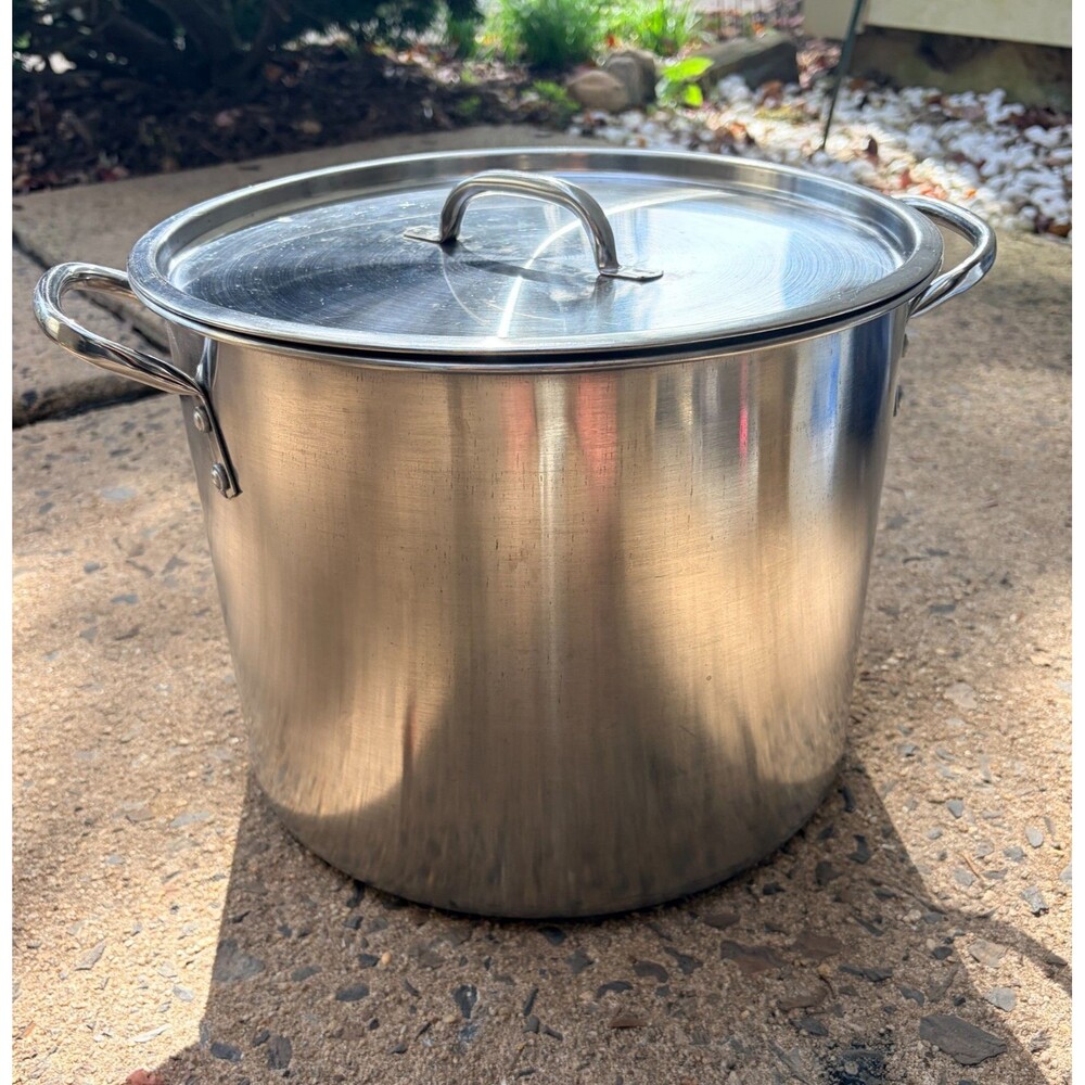 16 Qt Stainless Steel Stock Pot with Lid & Side Handles Large Cooking Pot